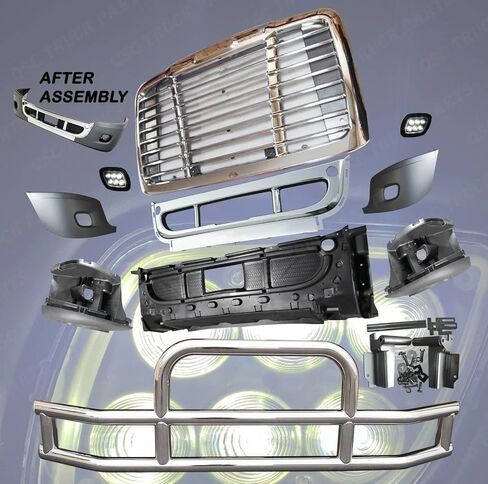 QSC قطع غيار الشاحنات 6 قطعة الوفير LED شبكة مصابيح الضباب الغزلان الحرس ل Freightliner Cascadia 08-17 in Kuwait