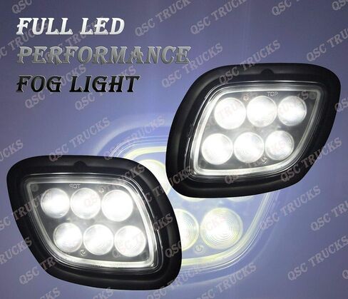 QSC قطع غيار الشاحنات 6 قطعة الوفير LED شبكة مصابيح الضباب الغزلان الحرس ل Freightliner Cascadia 08-17 in Kuwait