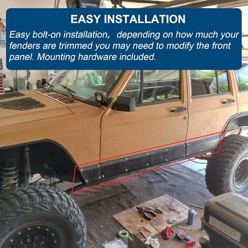 درع الباب السفلي واللوحة الجانبية متوافق مع سيارة جيب شيروكي XJ موديل 1984-2001 (4 أبواب) in Kuwait