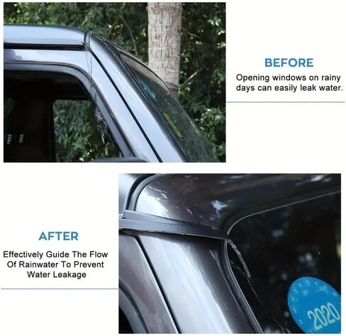 Car Roof Side Water Rain Gutter Diverters Extension Black Fits for Jeep Wrangler JL 2018-2024 Car Exterior Accessories in Saudi Arabia