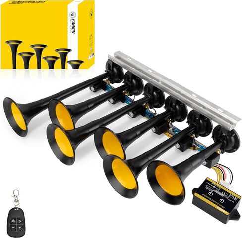 FARBIN Musical Air Horn, 36 Melodies 12/24 Volt, Music Horn 178dB, Switchable 36 Melodies with Controller for Bus, Truck, Train and Heavy Duty Vehicles in Kuwait