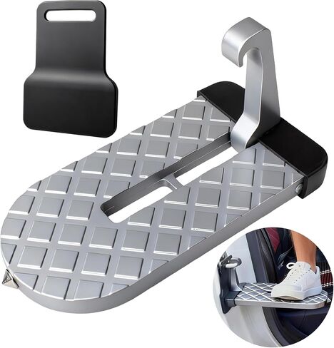 عتبة باب السيارة للوصول إلى سقف السيارة، رف دواسة مزلاج قابل للطي وغير قابل للانزلاق مع وسادة مطاطية مقاومة للخدش للسيارات العالمية وسيارات الدفع الرباعي والشاحنات والشاحنات (أسود) in Kuwait