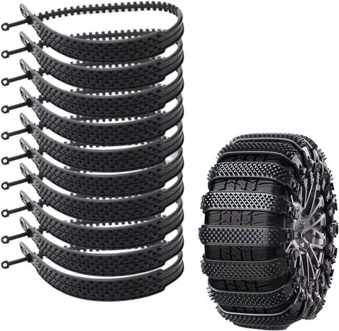 Snow Straps – Tire Grip Solution for Winter Traction | 10 Piece Adjustable Anti Skid Set, Secure Wrap Fit, Quick Install Design & Road Safety Features for Cars, SUVs, Sedans and Light Trucks in Saudi Arabia