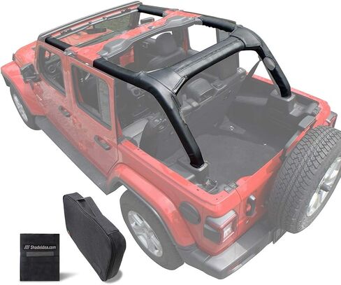 Shadeidea JT Roll Bar Padding Compatible with Jeep Gladiator (2018-2023) - Black Vinyl Foam Laminated Pad Cover Kit Protection Sahara Rubicon Willys with Grab Bag - 3 Year Warranty in Saudi Arabia