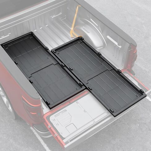 صينية شحن لسرير الشاحنة قابلة للانزلاق متوافقة مع Ford F150 Chevy Silverado GMC Sierra Dodge Ram Toyota Tundra HDPE ملحقات نظام عربة تنظيم انزلاقية خفيفة الوزن (5.2FT+ سرير فقط) in Kuwait