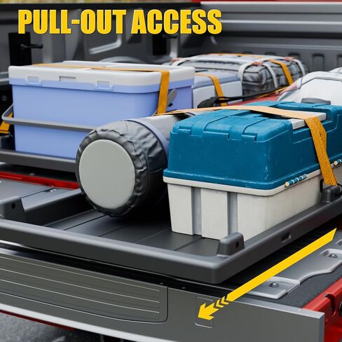 صينية شحن لسرير الشاحنة قابلة للانزلاق متوافقة مع Ford F150 Chevy Silverado GMC Sierra Dodge Ram Toyota Tundra HDPE ملحقات نظام عربة تنظيم انزلاقية خفيفة الوزن (5.2FT+ سرير فقط) in Kuwait
