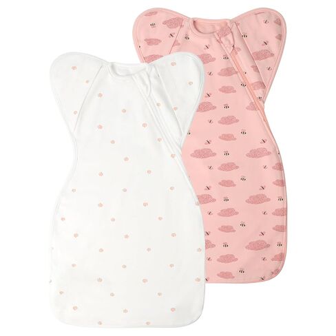 Organic Cotton Baby Sleep Sacks Swaddles for Newborn 0-3 Months Girls, Arms Up Swaddle Blanket 2 Packs Hands Up 3-Way Transitions to Arms-Free Wearable Sleeping Sack Bag Snug Fit Calms Startle Reflex in Saudi Arabia