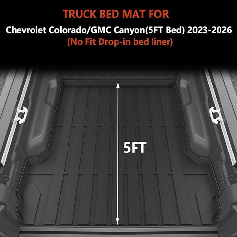 KARPAL Truck Bed Mat for Chevy Colorado/GMC Canyon 2026 2025 2024 2023 (5FT Bed Mat), All Weather Protection TPE Heavy Duty Pickup Car Bed Cargo Mat Custom Fit Car Mats Accessories in Saudi Arabia