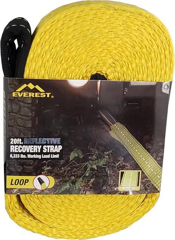 Everest 2" x20' Yellow Recovery Strap 1pk Vehicle Recovery Rope Use for Emergency Towing Rope, Tree Saver, Winch Extension - Roadside Rope - Recovery Equipment in Saudi Arabia