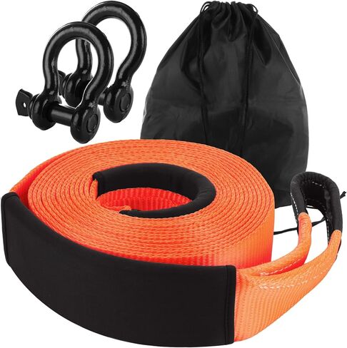 3 Inch Heavy Duty Tow Strap Recovery Kit 30ft Towing Strap, 35000 LBS Break Strength, 3/4" D Ring Shackles(2pcs)+Storage Bag, Tree Saver Strap for Truck Jeep SUV ATV in Saudi Arabia