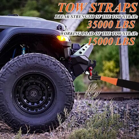3 Inch Heavy Duty Tow Strap Recovery Kit 30ft Towing Strap, 35000 LBS Break Strength, 3/4" D Ring Shackles(2pcs)+Storage Bag, Tree Saver Strap for Truck Jeep SUV ATV in Saudi Arabia