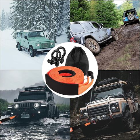 3 Inch Heavy Duty Tow Strap Recovery Kit 30ft Towing Strap, 35000 LBS Break Strength, 3/4" D Ring Shackles(2pcs)+Storage Bag, Tree Saver Strap for Truck Jeep SUV ATV in Saudi Arabia