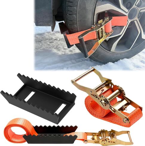Heavy Duty Tire Traction Straps Metal Gripper (2-Pack) - 7-Inch Steel Teeth for Max Traction on Snow, Mud & Sand | Emergency Recovery Device for Large SUVs, Trucks & Jeeps in Saudi Arabia
