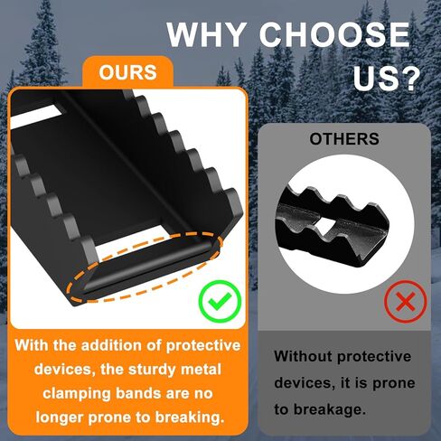 Heavy Duty Tire Traction Straps Metal Gripper (2-Pack) - 7-Inch Steel Teeth for Max Traction on Snow, Mud & Sand | Emergency Recovery Device for Large SUVs, Trucks & Jeeps in Saudi Arabia