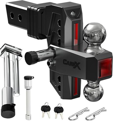 وصلة مقطورة قابلة للتعديل تناسب جهاز استقبال 2.5 بوصة، وقطر وارتفاع 6 بوصة، وكرة صلبة مزدوجة 2 بوصة و2-5/16 بوصة (18500 رطل GTW)، وصلة سحب من الألومنيوم عالي التحمل in Kuwait