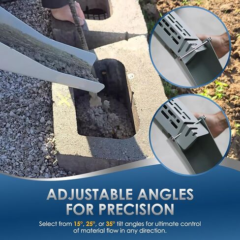 Concrete Mixer Chute Extension Compatible with Mud Mixer MMXR-3221, 18 Inch with Adjustable Angles (15°, 25°, 35°), Replaces MMAC-0133 in Saudi Arabia