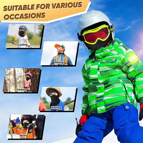 Ameceres Kids Balaclava Ski Mask Cold Weather Windproof Tactical Face Mask Winter for Skiing Snowboarding Cycling in Kuwait