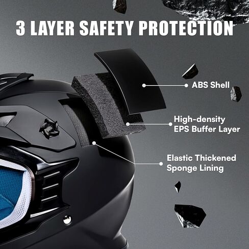 TRIANGLE Adult Dirt Bike Helmet Full Face Motorcycle Helmets with Adjustable Goggles & Gloves - DOT/FMVSS-218 Certified Motocross Helmet for Off-Road ATV BMX UTV in Kuwait