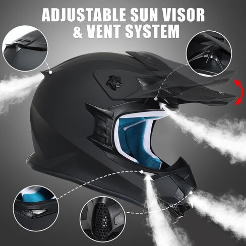 TRIANGLE Adult Dirt Bike Helmet Full Face Motorcycle Helmets with Adjustable Goggles & Gloves - DOT/FMVSS-218 Certified Motocross Helmet for Off-Road ATV BMX UTV in Kuwait