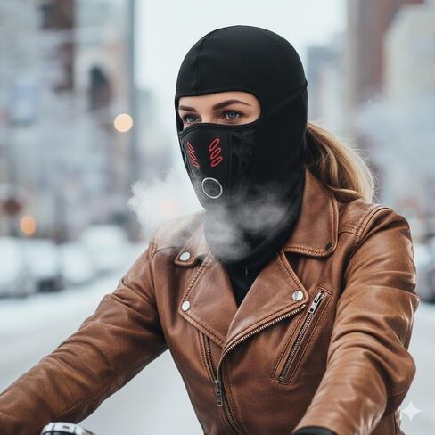 قناع الوجه بالاكلافا للتزلج، قناع دافئ مقاوم للرياح في الشتاء بتصميم ثلاثي الأبعاد باندانا قابلة للتنفس، حراري مقاوم للرياح في الطقس البارد للدراجات النارية in Kuwait