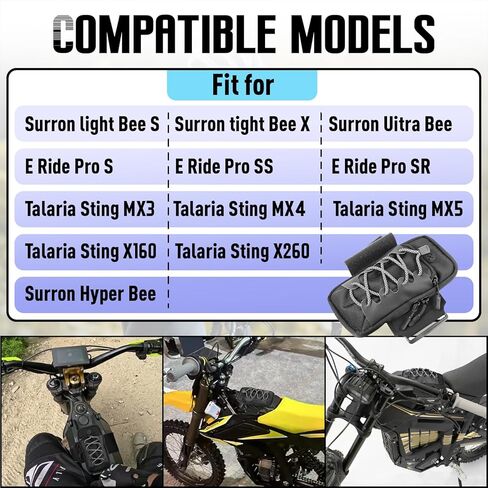 حقيبة إطار بطارية سوداء للدراجات النارية الكهربائية الترابية متوافقة مع Edirt Tutti Tuttio Soleil 01/Surron Light Ultra Hyper Bee/E Ride Pro SS S SR/Talaria Taparia MX3 MX4 MX5/Surron، تستخدم للتخزين in Kuwait