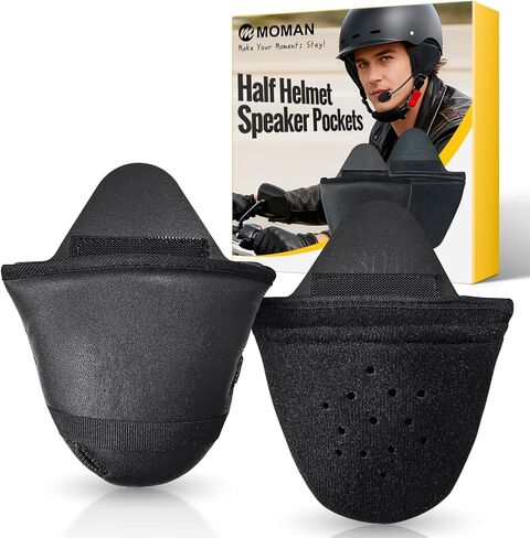 Moman HEB Half Helmet Speaker Pockets, Ear Pads for Motorcycle Helmet Headset Motorbike Headphone Helmet with Narrow or Wide Straps Blocks Wind Noise & Cold in Saudi Arabia