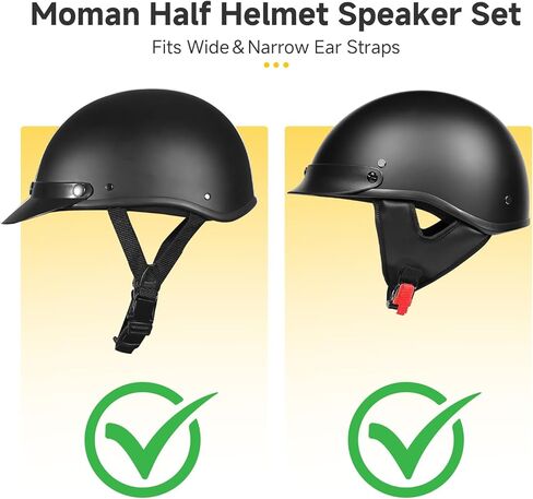 Moman HEB Half Helmet Speaker Pockets, Ear Pads for Motorcycle Helmet Headset Motorbike Headphone Helmet with Narrow or Wide Straps Blocks Wind Noise & Cold in Saudi Arabia