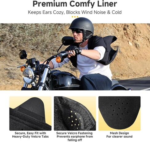 Moman HEB Half Helmet Speaker Pockets, Ear Pads for Motorcycle Helmet Headset Motorbike Headphone Helmet with Narrow or Wide Straps Blocks Wind Noise & Cold in Saudi Arabia