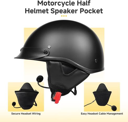 Moman HEB Half Helmet Speaker Pockets, Ear Pads for Motorcycle Helmet Headset Motorbike Headphone Helmet with Narrow or Wide Straps Blocks Wind Noise & Cold in Saudi Arabia