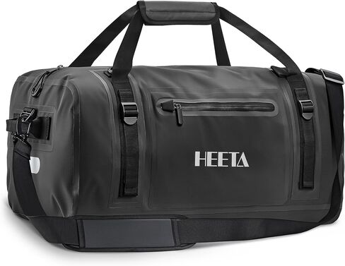 HEETA Waterproof Motorcycle Dry Bag, Waterproof Duffel Luggage Travel Bags with Zippered Closure & Pocket, Shoulder Straps, Large Space for Motorcycling Camping Commuting Boating (Black, 50L) in Saudi Arabia