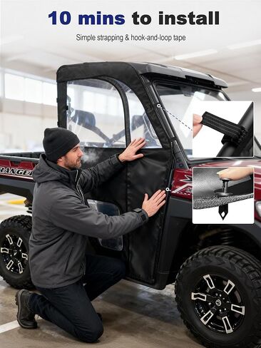 UTV Cab Enclosure Compatible with Polaris Ranger 1000 2020-2025, Ranger XP 1000 2017-2025, Waterproof PVC Doors & Insulated UTV Cab Window Set w/YKK Zipper, Easy Install & Remove, Durable in Saudi Arabia
