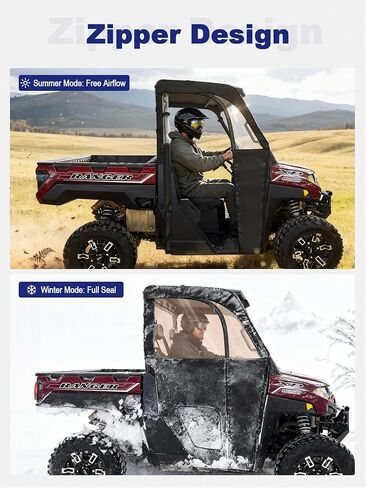 UTV Cab Enclosure Compatible with Polaris Ranger 1000 2020-2025, Ranger XP 1000 2017-2025, Waterproof PVC Doors & Insulated UTV Cab Window Set w/YKK Zipper, Easy Install & Remove, Durable in Saudi Arabia