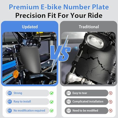 لوحة أرقام للدراجة الإلكترونية - لوحة دراجة كهربائية عالمية للانحدار لـ Q20، S1/S2/Y1/RX، X1S/X/X2، LBX، Sting MX3/MX4/MX5، XXX، Mantis، Dragster، Pro SS/SR/S، Soleil 01، RTR - أسود in Kuwait