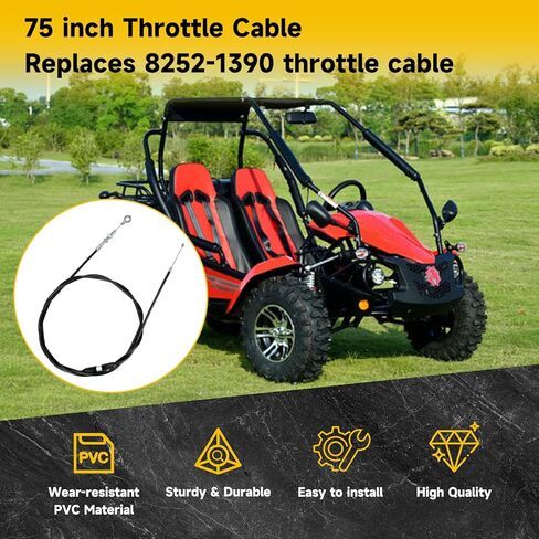HIAORS 75 inch Go Kart Throttle Cable Kit Compatible with Predator 212cc 196cc VM22 VM24 GX160 GX200 6.5hp 5.5hp Engine Manco ASW American Sportworks Kandi Go Cart with Pedal Return Springs in Kuwait