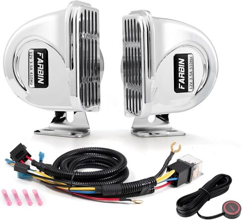 FARBIN Stainless Steel Low Tone Horn for Boats Waterproof Car Horns for Ships 12V Super Loud Motorcycle Horns with Base Bracket for Sailboats Yacht Car Truck etc. (Low-tone stainless steel horn) in Saudi Arabia