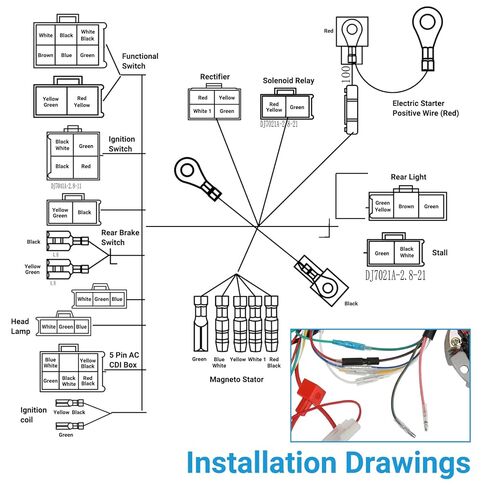 Complete Wiring Harness Kit Compatible with Tao tao Coolster 110cc 125cc 4 Stroke Chinese ATV Quad 4 Wheeler Kazuma SunL NST Roketa Loncin Lifan Baja Vitacci Icebear Buyang Coolsport Parts in Saudi Arabia