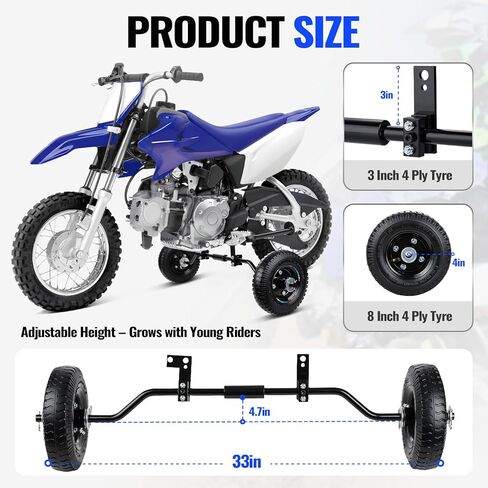 عجلات تدريب الدراجة الترابية 50cc ارتفاع قابل للتعديل عالمي لـ CRF50 MX125 MX350 MX400 PW50 XR50 Kayo KMB60 Z50 TTR50 SYX 50cc دراجة نارية صغيرة مع وسادات للركبة والكوع للأطفال وواقي المعصم in Kuwait