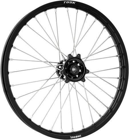 عجلة TUSK Impact الكاملة - أمامية 21 × 1.60 حافة سوداء/قضبان فضية/محور أسود لـ Sur-Ron Ultra Bee 2023-2025 in Kuwait