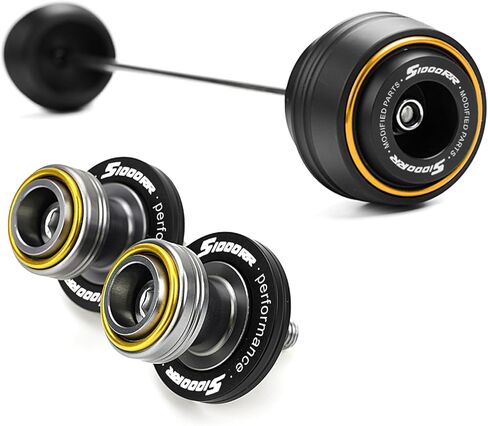 متوافق مع الدراجات النارية S1000RR S1000R S1000XR S 1000RR 1000R 1000XR 2008-2023 2024 2025 2026 محور العجلة الأمامية وسادة حماية من التصادم الخلفي بكرات ذراع التأرجح الخلفية (أحمر) in Kuwait