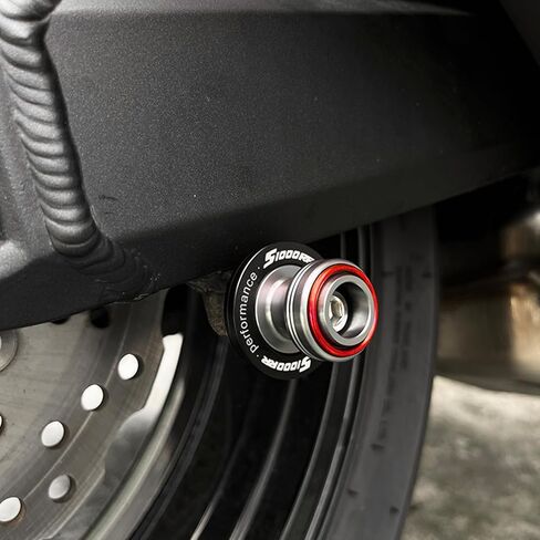 متوافق مع الدراجات النارية S1000RR S1000R S1000XR S 1000RR 1000R 1000XR 2008-2023 2024 2025 2026 محور العجلة الأمامية وسادة حماية من التصادم الخلفي بكرات ذراع التأرجح الخلفية (أحمر) in Kuwait