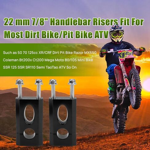 رافعات المقود 7/8 بوصة - رافعات تثبيت المقود 7/8 بوصة 22 مم لكولمان Bt200x Ct200 SSR125 Razor MX350 MX650 Dirt Pit Bike 50cc 70cc 90cc 110cc XR/CRF Motocycle Dirt Pit Bike Mini Bike، أسود in Kuwait