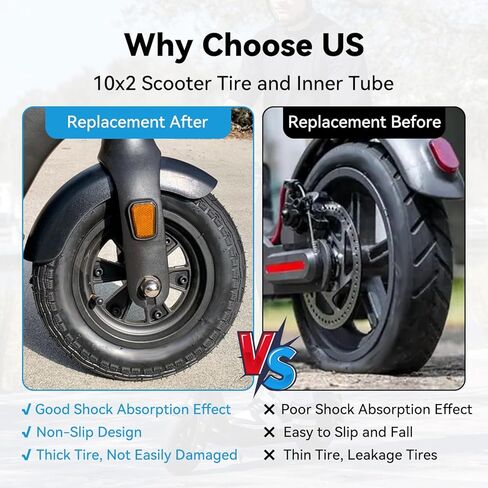إطار سكوتر 10x2/54-152 متوافق مع سكوتر كهربائي GOTRAX G4 Tour XP GMAX Ultra G3 Plus، إطار 10x2.0 10 بوصة واستبدال الأنبوب الداخلي لأجزاء GOTRAX XR Elite Max E-Scooter in Saudi Arabia