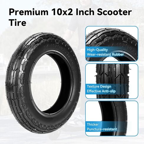 إطار سكوتر 10x2/54-152 متوافق مع سكوتر كهربائي GOTRAX G4 Tour XP GMAX Ultra G3 Plus، إطار 10x2.0 10 بوصة واستبدال الأنبوب الداخلي لأجزاء GOTRAX XR Elite Max E-Scooter in Saudi Arabia