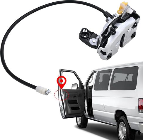 Front Left Driver Side Door Latch Lock Assembly - F4TZ-15219A65-A Replacement for 1992-1997 Ford F150 F250 F350 & 1992-1996 Bronco | Power Door Latch Actuator Motor Cable Rod Kit (LH Side) in Kuwait