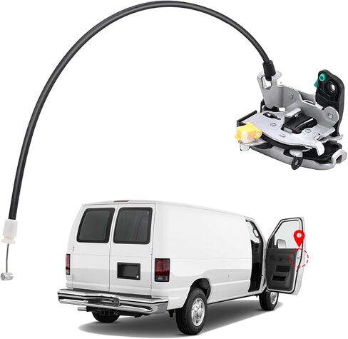 Front Left Driver Side Door Latch Lock Assembly - F4TZ-15219A65-A Replacement for 1992-1997 Ford F150 F250 F350 & 1992-1996 Bronco | Power Door Latch Actuator Motor Cable Rod Kit (LH Side) in Kuwait