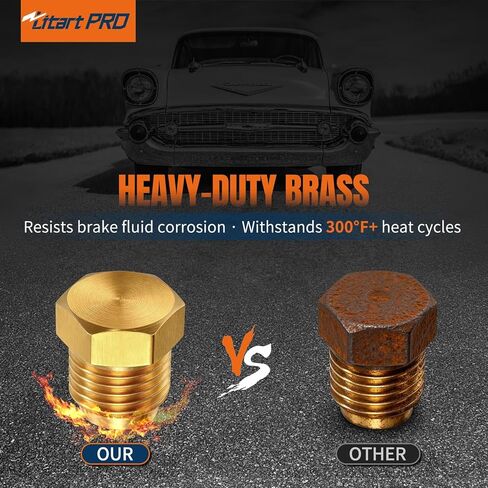 4PC 785-450D Brass Brake Line Plug and Cap Kit,Pipe Plug Hex Head 3/16 Inch Tube Brake Line Plugs and Caps,3/8-24 Inverted Flare Male,Corrosion-Resistant Brass Brake Fitting Leak-Free Replacement in Saudi Arabia