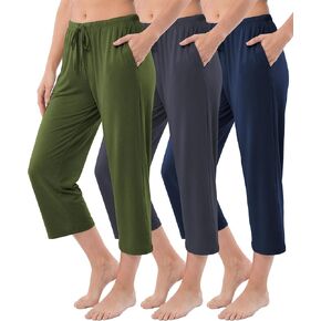 Sexy Basics 24/7 Anywear Women's 3 Pack Relaxed Flowy Capri Cropped Yoga Lounge Pants in Saudi Arabia