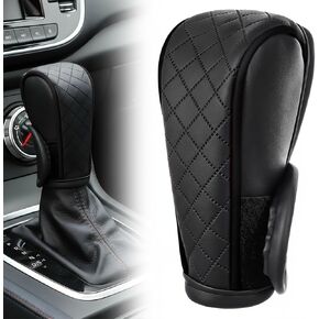 1 Pcs Gear Stick Cover, PU Leather Gear Shifter Cover with Diamond Embroidery, Durable Shift Knob Covers for Shift Lever Protection, Universal Car Gears Vary Covers for Cars, Trucks, Black in Saudi Arabia