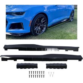 تنانير جانبية طراز ZL1 باللون الأسود اللامع زوج واحد متوافق مع Chevy Camaro 2016-2022 LT SS RS (طراز كوبيه وقابل للتحويل)، طقم هيكل لوحة الروك مقسم حماية تمديد (بلاستيك ABS) in Kuwait