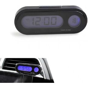 Car Clock, Glow-in-The-Dark HD LED Screen Clock with Fixing Base, 12/24 Hours Switching Temperature Display Design, Multi-Function Self-Adjustable No View Blocking Dashboard Watch (Black) in Kuwait